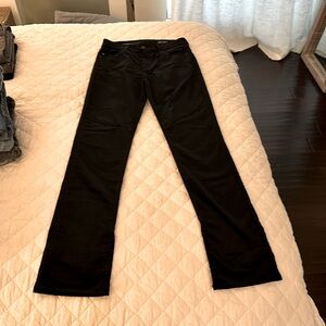 AG Mari Extended Velvet High-rise Slim Straight, “Super Black”